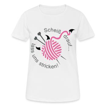 Stricken Hobby Handarbeit Stricknadel Geschenk - Frauen T-Shirt atmungsaktiv - Weiß - Vorne - AI Model Female 172 dark (172cm)