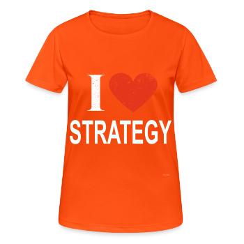 J'aime la stratégie - T-shirt respirant Femme - orange néon - Devant - AI Model Female 172 dark (172cm)