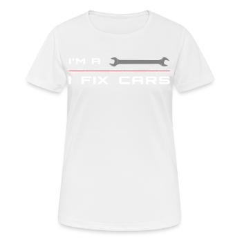 Je suis un mécanicien, je répare des voitures - T-shirt respirant Femme - blanc - Devant - AI Model Female 172 dark (172cm)