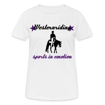 Équitation Western Sport en émotion - T-shirt respirant Femme - blanc - Devant - AI Model Female 172 dark (172cm)