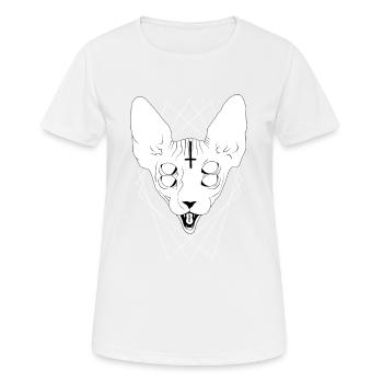 Teufels Sphinx Katze - Black Metal Death Metal - Frauen T-Shirt atmungsaktiv - Weiß - Vorne - AI Model Female 172 dark (172cm)