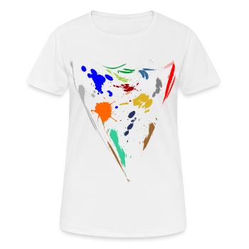 Bunte Farbkleckse - Dreieck - Frauen T-Shirt atmungsaktiv - Weiß - Vorne - AI Model Female 172 dark (172cm)