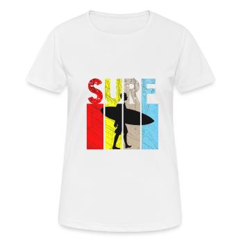 T-Shirt homme surf J'aime adorer les vagues Vintage - T-shirt respirant Femme - blanc - Devant - AI Model Female 172 dark (172cm)
