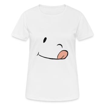 Winking and tongue-in-cheek face gift - Women's Breathable T-Shirt - white - Front - AI Model Female 172 dark (172cm)