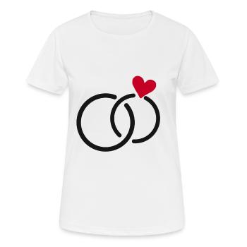 Mariage Mariage mariage mariage alliance couples bague coeur - T-shirt respirant Femme - blanc - Devant - AI Model Female 172 dark (172cm)