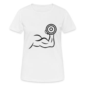 Biceps Fitness Muscles de musculation Fit Bodybuilder - T-shirt respirant Femme - blanc - Devant - AI Model Female 172 dark (172cm)
