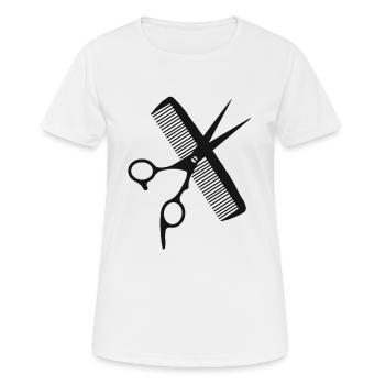 Coiffeur ciseaux coiffeur brosse cheveux peigne - T-shirt respirant Femme - blanc - Devant - AI Model Female 172 dark (172cm)