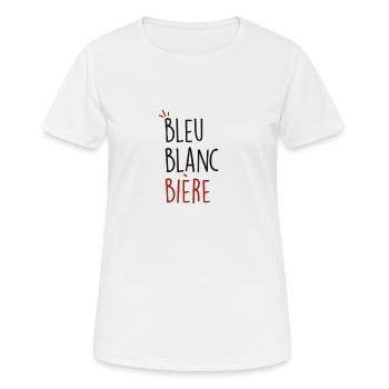 bleu blanc bière - T-shirt respirant Femme - blanc - Devant - AI Model Female 172 dark (172cm)