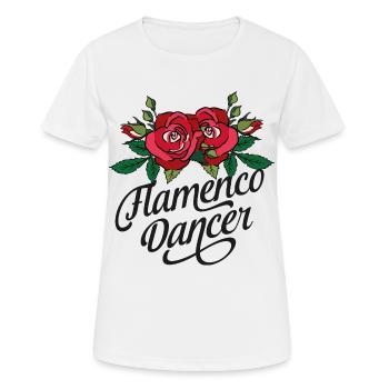 Flamenco Tänzer Rosen - Frauen T-Shirt atmungsaktiv - Weiß - Vorne - AI Model Female 172 dark (172cm)