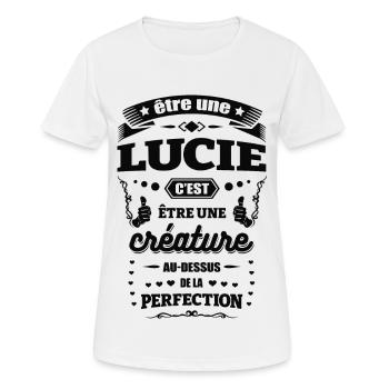 NOM - PRÉNOM - LUCIE - T-shirt respirant Femme - blanc - Devant - AI Model Female 172 dark (172cm)