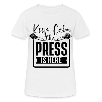 Reste calme La presse est membre de la presse - T-shirt respirant Femme - blanc - Devant - AI Model Female 172 dark (172cm)