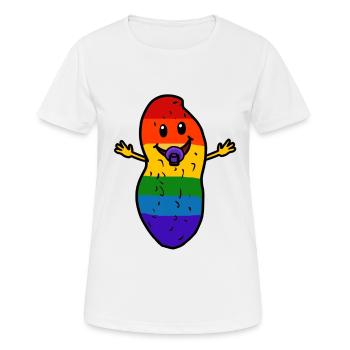 Arachide Bébé LGBT Drapeau arc-en-ciel Gay Pride - T-shirt respirant Femme - blanc - Devant - AI Model Female 172 dark (172cm)