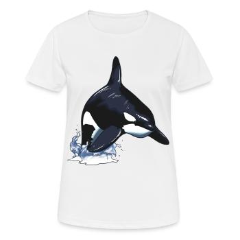Orques orque baleine à épée saut - T-shirt respirant Femme - blanc - Devant - AI Model Female 172 dark (172cm)