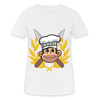 Cook Cook Gourmet Monkey Chef Hobby Chef - Women's Breathable T-Shirt - white - Front - AI Model Female 172 dark (172cm)