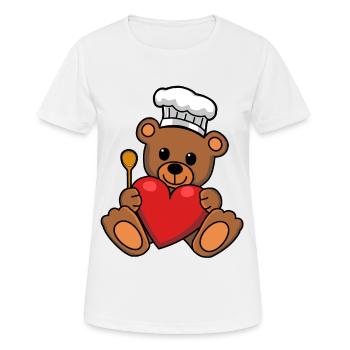 Teddy Chef Cooking Heart Cooking Hobby Chef - Women's Breathable T-Shirt - white - Front - AI Model Female 172 dark (172cm)