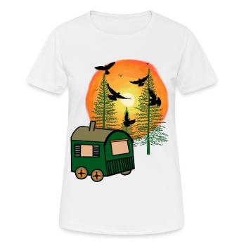 Kleine Hütte Haus Bauwagen Naturliebhaber Freiheit - Frauen T-Shirt atmungsaktiv - Weiß - Vorne - AI Model Female 172 dark (172cm)
