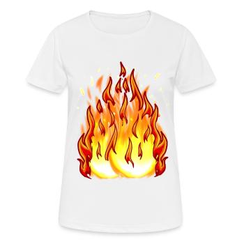 Flamme de feu Boule de feu Enfer Brûler Feu - T-shirt respirant Femme - blanc - Devant - AI Model Female 172 dark (172cm)