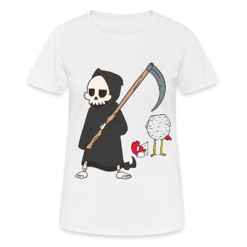 Death Grim Reaper Chicken Horror Halloween Head Brutal - Women's Breathable T-Shirt - white - Front - AI Model Female 172 dark (172cm)