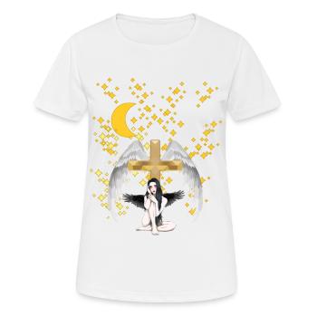 Croix céleste Ange Ciel au-delà de la mort - T-shirt respirant Femme - blanc - Devant - AI Model Female 172 dark (172cm)