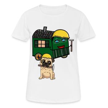 Mops Bauherr Hausbau bauen Bauwagen Hammer - Frauen T-Shirt atmungsaktiv - Weiß - Vorne - AI Model Female 172 dark (172cm)