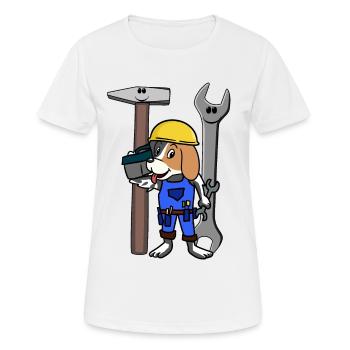 Chantier de construction Artisan Chien Outil Casque de sécurité Travail - T-shirt respirant Femme - blanc - Devant - AI Model Female 172 dark (172cm)