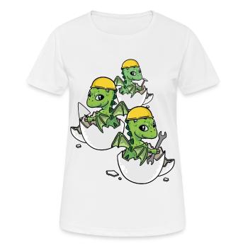 Dino Handwerker Eierschale Werkzeug Berufe Arbeit - Frauen T-Shirt atmungsaktiv - Weiß - Vorne - AI Model Female 172 dark (172cm)