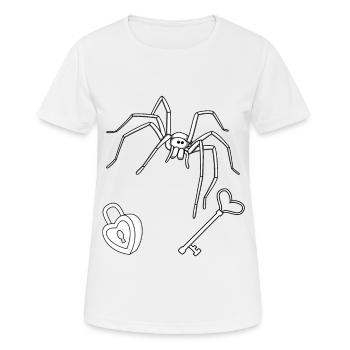Horror Halloween Spider Key Lock Guard - Women's Breathable T-Shirt - white - Front - AI Model Female 172 dark (172cm)