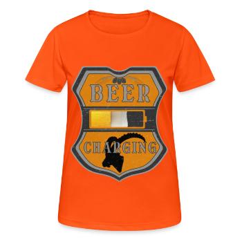 CHARGEMENT DE LA BIÈRE - T-shirt respirant Femme - orange néon - Devant - AI Model Female 172 dark (172cm)