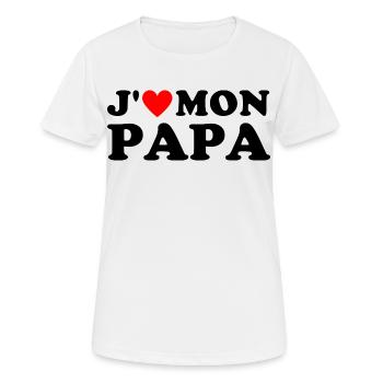 J' aime mon papa cadeau fête des pères coeur rouge - T-shirt respirant Femme - blanc - Devant - AI Model Female 172 dark (172cm)