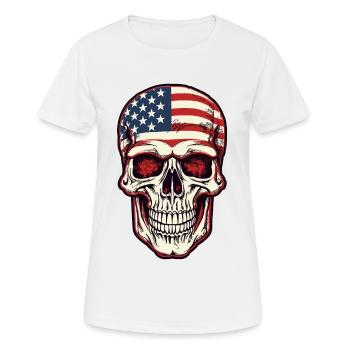 Skull with American flag - Women's Breathable T-Shirt - white - Front - AI Model Female 172 dark (172cm)