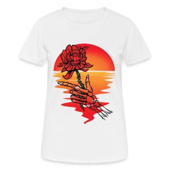 Soleil, Fleur, Mort, Squelette, Coucher De Soleil, Au-delà - T-shirt respirant Femme - blanc - Devant - AI Model Female 172 dark (172cm)