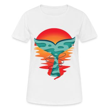 Ocean Sunset Fish Greeting Shark Fin Ahoy - Women's Breathable T-Shirt - white - Front - AI Model Female 172 dark (172cm)