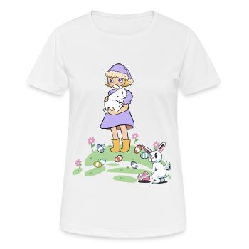Pâques lapin enfants lapin oeufs de Pâques oeufs - T-shirt respirant Femme - blanc - Devant - AI Model Female 172 dark (172cm)