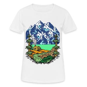 Alpes, Sommet, Montagnes, Beg Hut, Maison, Alm, Tyrol, Nature - T-shirt respirant Femme - blanc - Devant - AI Model Female 172 dark (172cm)