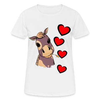 Foal Baby Horse Heart Child Birthday Gift - Women's Breathable T-Shirt - white - Front - AI Model Female 172 dark (172cm)