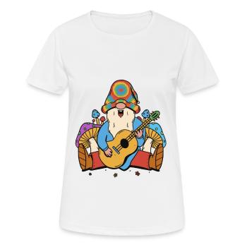 Hippie Gnome Nain Champignons Extase Guitare Musique - T-shirt respirant Femme - blanc - Devant - AI Model Female 172 dark (172cm)