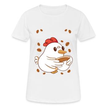 Pause-café Caféine Poulet Petit-déjeuner Early Bird - T-shirt respirant Femme - blanc - Devant - AI Model Female 172 dark (172cm)