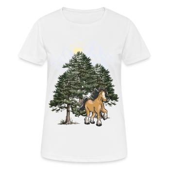 Montagnes, Montagnes, Cheval, Forêt-Noire, Tyrol, Alpes - T-shirt respirant Femme - blanc - Devant - AI Model Female 172 dark (172cm)