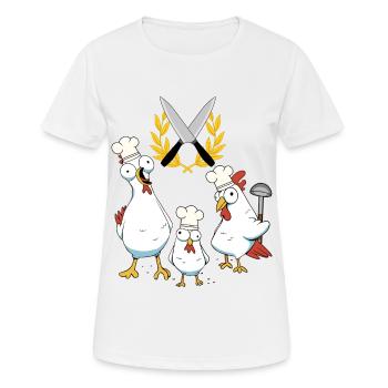 Hobbyköche Hühner Federvieh Koch Restaurant Lokal - Frauen T-Shirt atmungsaktiv - Weiß - Vorne - AI Model Female 172 dark (172cm)
