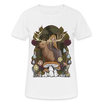 Conte de fées Conte de fées Personnage Fille Forêt Nature Cerf - T-shirt respirant Femme - blanc - Devant - AI Model Female 172 dark (172cm)
