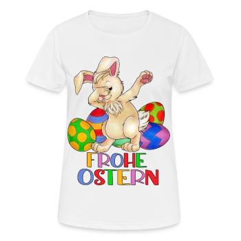 Frohe Ostern happy eastern Hasen Design Geschenk - Frauen T-Shirt atmungsaktiv - Weiß - Vorne - AI Model Female 172 dark (172cm)