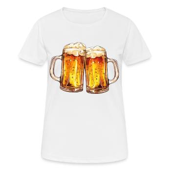 Chopes à bière Chopes à bière Verres à bière Bière à boire de l’alcool - T-shirt respirant Femme - blanc - Devant - AI Model Female 172 dark (172cm)