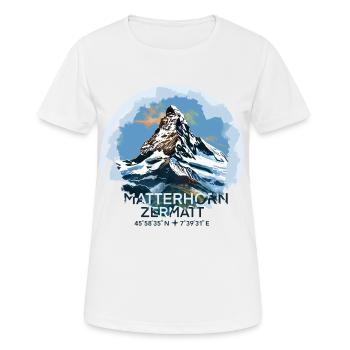 Matterhorn Zermatt Coordinates Keepsake Gift - Women's Breathable T-Shirt - white - Front - AI Model Female 172 dark (172cm)