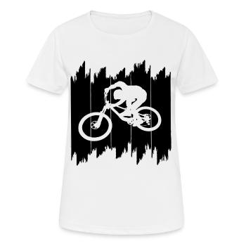 Biken - Frauen T-Shirt atmungsaktiv - Weiß - Vorne - AI Model Female 172 dark (172cm)