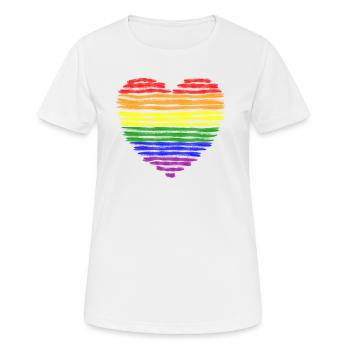 LGBT Gay Pride CSD Regenbogen Flagge Herz Acryl - T-shirt respirant Femme - blanc - Devant - AI Model Female 172 dark (172cm)