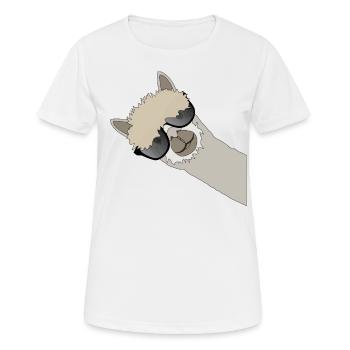 Cooles Lama Alpaka Mit Sonnenbrille - Frauen T-Shirt atmungsaktiv - Weiß - Vorne - AI Model Female 172 dark (172cm)