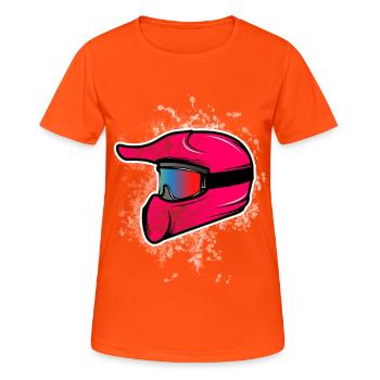 Motocross Helmet Pink - Women's Breathable T-Shirt - neon orange - Front - AI Model Female 172 dark (172cm)