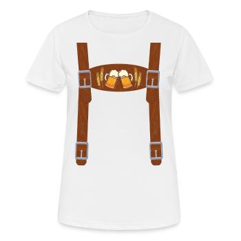 Transporteur de bière Lederhose Funny Wiesn - T-shirt respirant Femme - blanc - Devant - AI Model Female 172 dark (172cm)