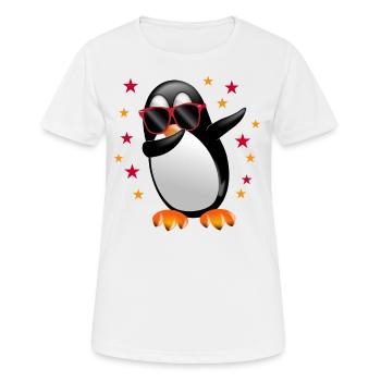 Dabbing Pingouin Dab dance lunettes de soleil étoiles lust - T-shirt respirant Femme - blanc - Devant - AI Model Female 172 dark (172cm)