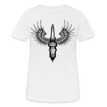 Bougie d'allumage de moto Biker - T-shirt respirant Femme - blanc - Devant - AI Model Female 172 dark (172cm)